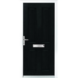 Wickes London Composite Door Black 4 Panel 2100X880mm Right