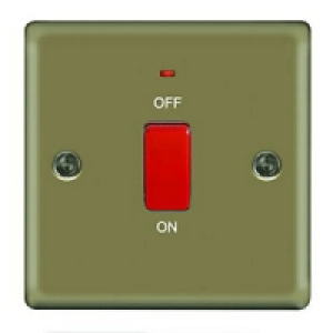 Wickes 45A Cooker Switch 1 Gang Pearl Nickel Raised Plate £15.49