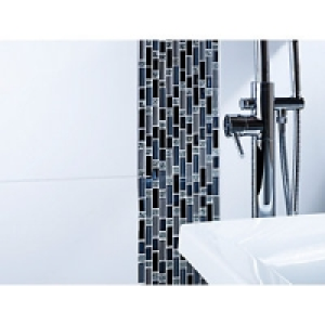 Wickes Silver Glass Blue Mix Random Length Mosaic Tile 260 x