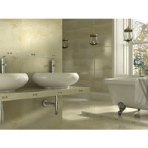 Wickes Onyx Beige Gloss Stone Effect Ceramic Border Tile 300 £15.99
