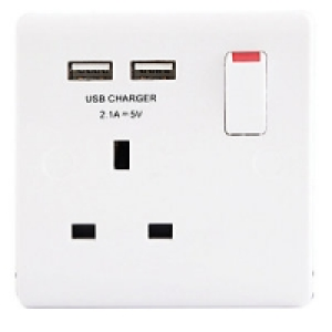 Wickes Slimline 1 Gang Socket Twin USB White £20.00