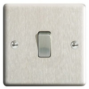 Wickes Brushed Steel 10A Single Switch - Brushed Steel 2 pac