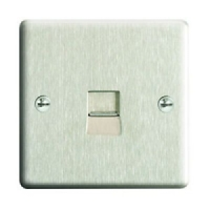 Wickes Telephone Socket Master 1 Gang Brushed Steel Raised P