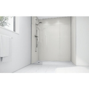 Wickes White Gloss Laminate 1700 x 900mm 3 Sided Shower Pane