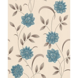 Graham & Brown Premier Sadie Decorative Wallpaper Teal/Cream £16.49
