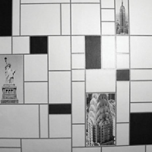 Contour NYC Tile Kitchen & Bathroom Wallpaper Black/White 10 &pound;14.99