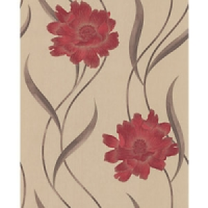 Superfresco Textured Poppy Decorative Wallpaper Red/Beige 10 £15.49