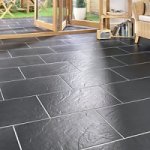 Wickes  Wickes Riga Black Matt Slate Effect Porcelain Floor Tile 300