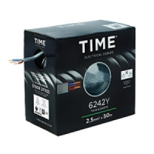 Time 2.5mm2 Twin & Earth Cable Grey 6242Y 50M £33.79
