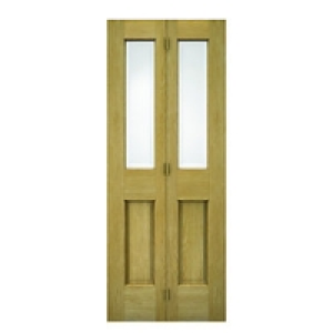Wickes Cobham Internal Bi-fold Door Oak Veneer Glazed 4 Pane