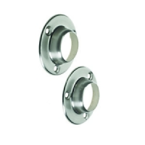 Wickes Wardrobe Rail Socket Brushed Nickel 25mm 2 Pack