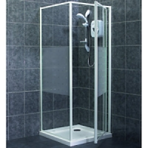 Wickes Pivot Shower Door & Side Panel White Frame 760mm