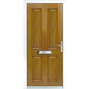 Wickes London Composite Door Oak 4 Panel 2100X920mm Left Ope