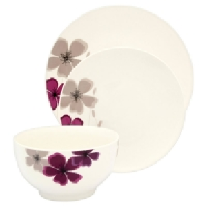 Wilko  Wilko Dinner Set Porcelain Purple Meadow Design 12 Piece