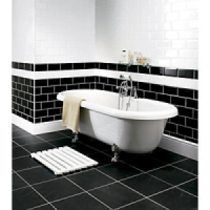 Wickes Bevelled Edge Black Gloss Ceramic Wall Tile 200x100mm