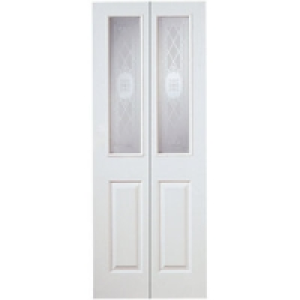 Wickes Stirling Internal Bi-Fold Door White Grained Glazed M