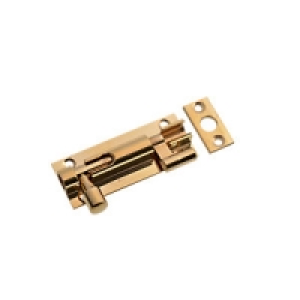 Wickes Necked Barrel Bolt Polished Brass Finish 63mm