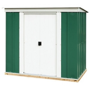 Rowlinson Metal Pent Shed with Floor Green and White 6x4
