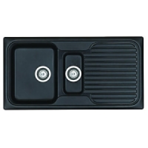 Wickes Asterite 1.5 Bowl Reversible Kitchen Sink Black