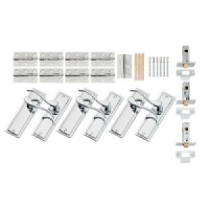 Wickes Bravo Latch Handle Set Polished Chrome Finish 3 Pack £37.39