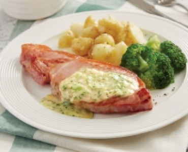 Bacon Chops with a Cheese and Leek Melt