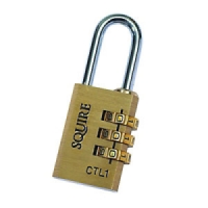 Squire CSL1 Combination Padlock Open Shackle Brass 40mm