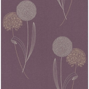 Graham & Brown Essence Alium Decorative Wallpaper Damson 10m £17.49