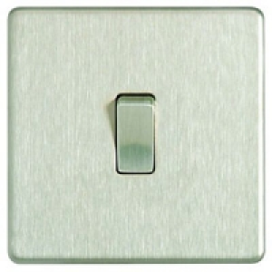Wickes 10A Light Switch 1 Gang 2 Way Brushed Steel Screwless £9.49