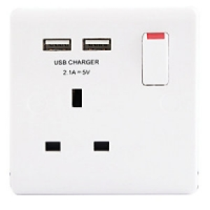 Masterplug Slimline 13A 1 Gang Socket Twin USB White £10.00