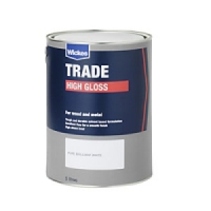 Wickes Trade High Gloss Paint Pure Brilliant White 5L £27.99
