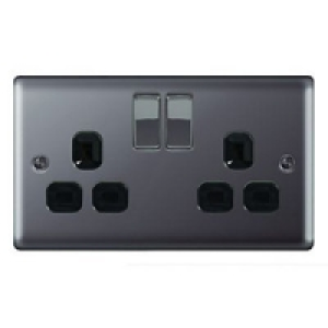 Wickes 13A Switched Socket 2 Gang Black Nickel Raised Plate £9.99