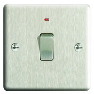 Wickes 20A Light Switch + LED 1 Gang Brushed Steel Raised Pl &pound;12.99