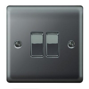 Wickes 10A Light Switch 2 Gang 2 Way Black Nickel Raised Pla £8.49