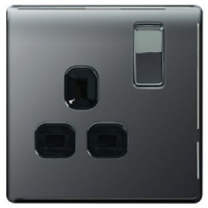 Wickes 13A Switched Socket 1 Gang Black Nickel Screwless Fla £12.49