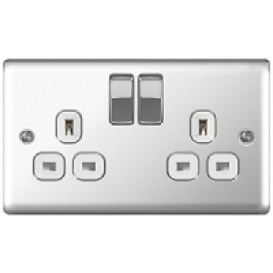 Wickes 13A Switched Socket 2 Gang Polished Chrome Raised Pla £29.97