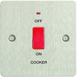 Wickes 45A Cooker Switch 1 Gang Brushed Steel Ultra Flat Pla £20.49