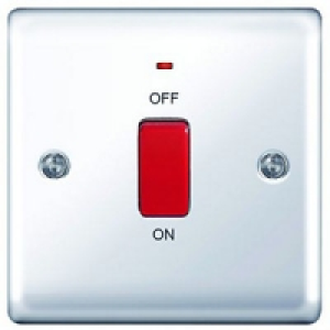 Wickes 45A Cooker Switch 1 Gang Polished Chrome Raised Plate &pound;15.49