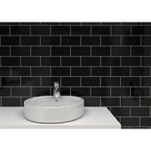 Wickes Cosmopolitan Gloss Black Ceramic Wall Tile 100x200mm