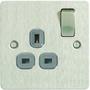 Wickes 13A Switched Socket 1 Gang Brushed Steel Ultra Flat P £9.99