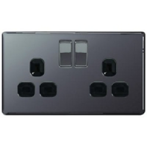 Wickes 13A Switched Socket 2 Gang Black Nickel Screwless Fla £15.99