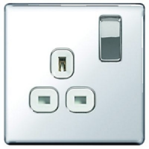 Wickes 13A Switched Socket 1 Gang Polished Chrome Screwless  £12.49