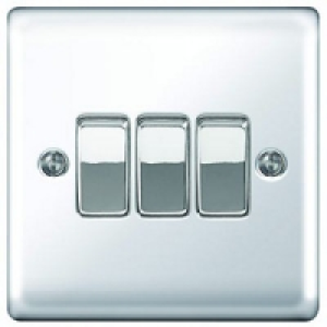 Wickes 10A Light Switch 3 Gang 2 Way Polished Chrome Raised  £10.49