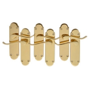 Wickes Prague Victorian Shaped Latch Handle Set Polished Bra £41.57