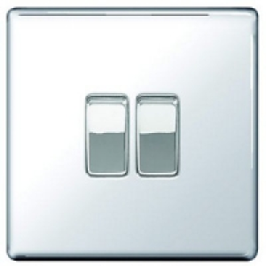 Wickes 10A Light Switch 2 Gang 2 Way Polished Chrome Screwle £14.49