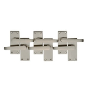 Wickes Toronto Victorian Straight Latch Handle Set Satin Nic £23.75