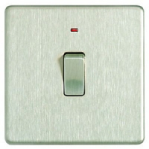 Wickes 20A Light Switch + LED 1 Gang Brushed Steel Screwless £12.99