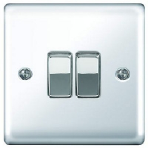 Wickes 10A Light Switch 2 Gang 2 Way Polished Chrome Raised  £8.49