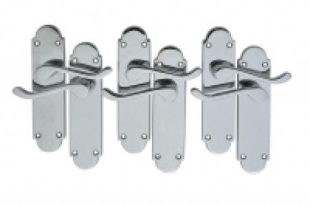 Wickes Vancouver Victorian Shaped Latch Handle Set Chrome Fi