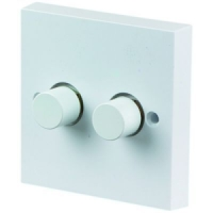 Push Dimmer 2 Gang 2 Way White 60-250VA