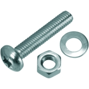 Wickes Machine Screws with Pozi Head, Nut & Washer M5 x 25mm